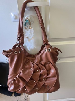 Brown faux leather handbag