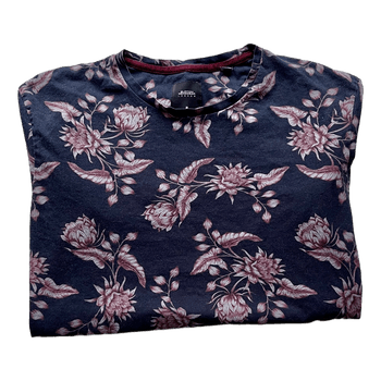 Burton floral t-shirt M black pale pink flower print cotton tee