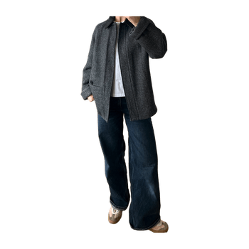 Zara wool mix jacket with leather details