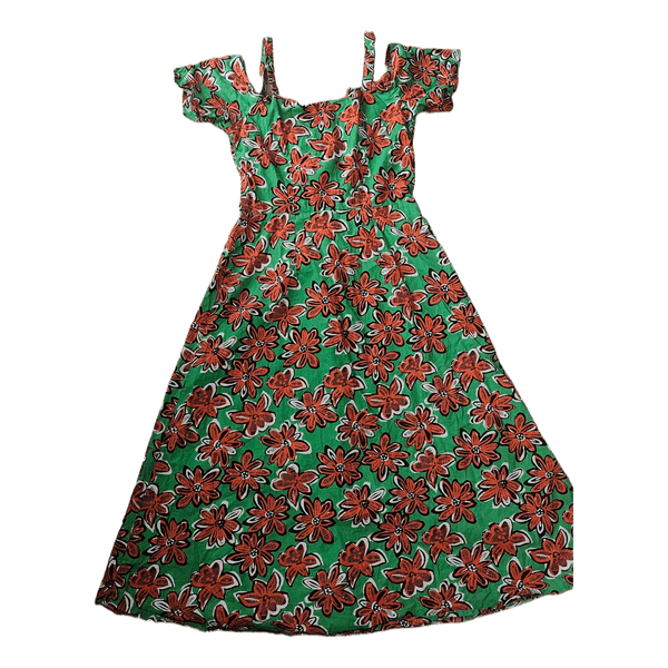 Green floral midi dress