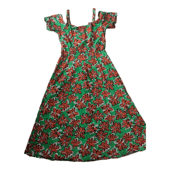 Green floral midi dress