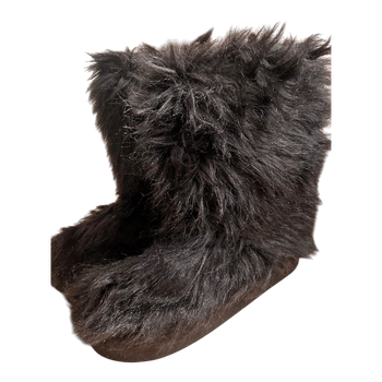 Black faux fur boots