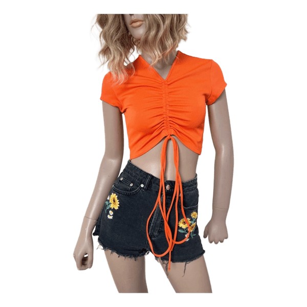 Orange ribbed crop top