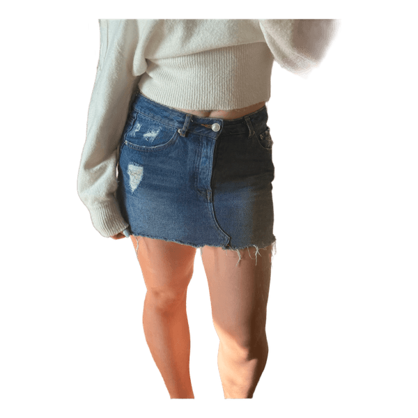 Blue denim mini skirt