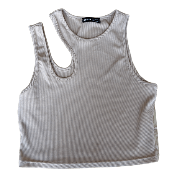 Beige ribstrikket top