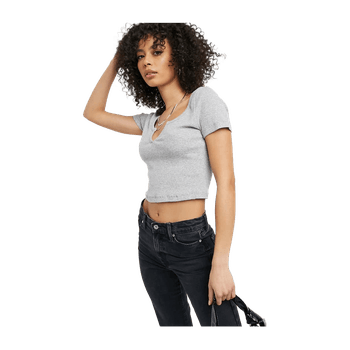 Grey Fitted Crop Top