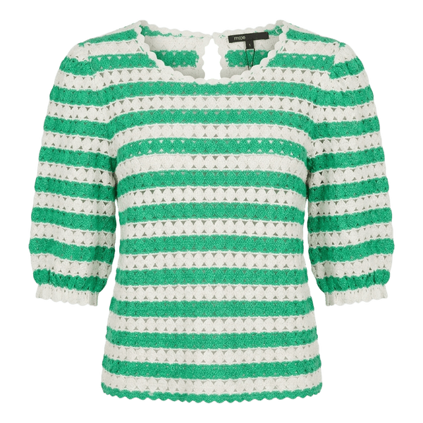 Maje green white striped top