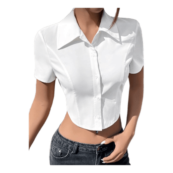 White button down crop top