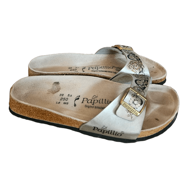 Papillio metallic floral sandalsBirkenstock Papillio sandals 39 women boho minimalist comfort casual summer leather buckle