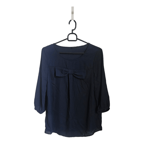 Navy blue bow blouse