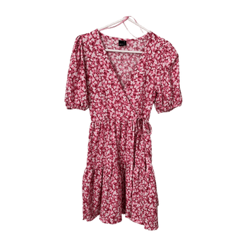 Pink floral wrap dress