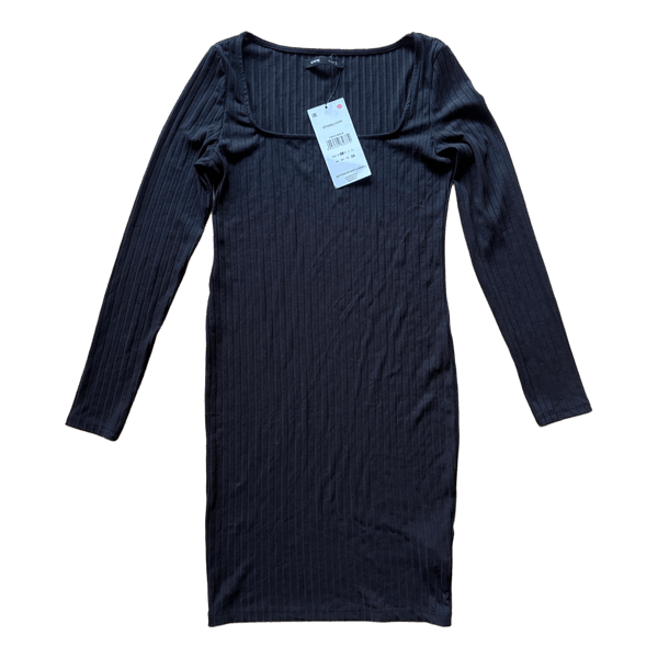 Black ribbed mini dress