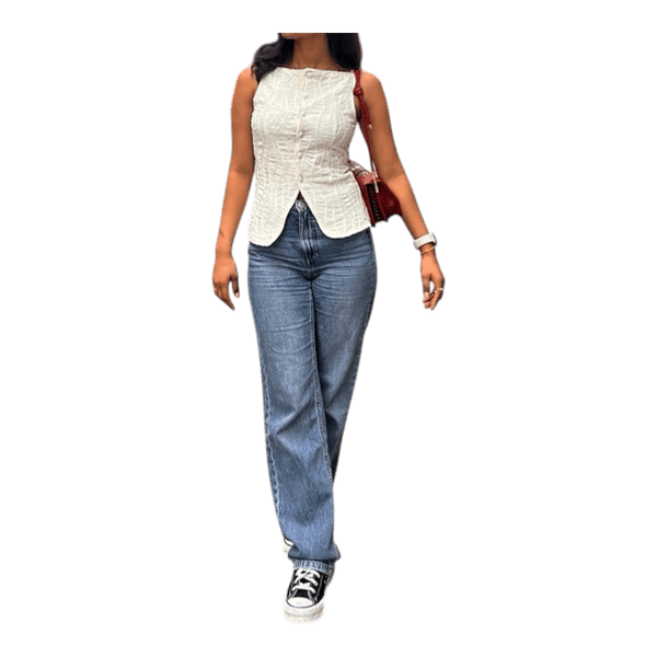 White textured sleeveless top