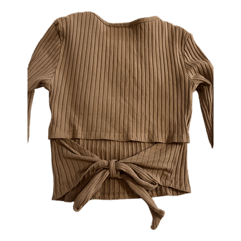 Brown ribbed long sleeve top