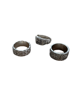 Silver tone decorative rings set