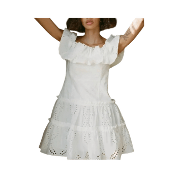 Valkoinen off-shoulder mekko