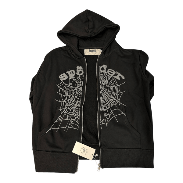 Black Sp5der zip hoodie
