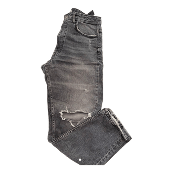 Grey distressed denim jeans