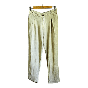 Calliope Beige Linen Blend Trousers Women Size M EU 38 40 Casual Summer Minimalist