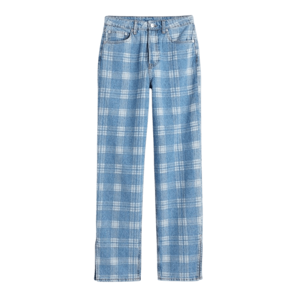 Plaid blue jeans