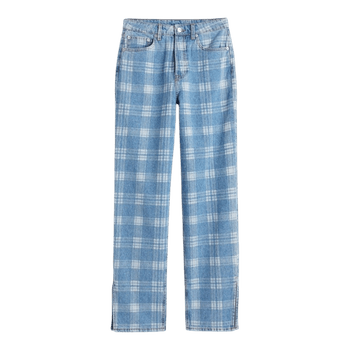 Plaid blue jeans