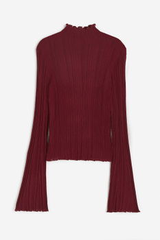 Red ribbed turtleneck sweater