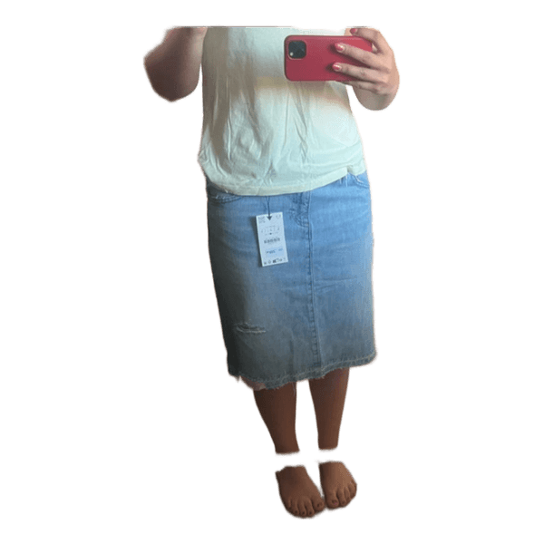 Lyseblå denim nederdel
