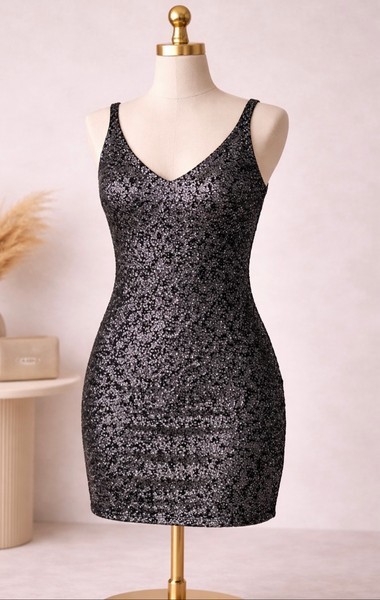 Black sequin mini dress