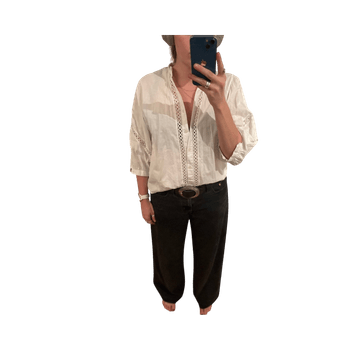 White lace trim blouse