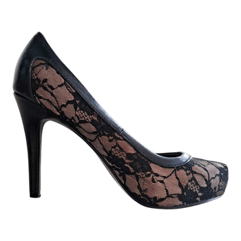 Jsfn black lace golden heels