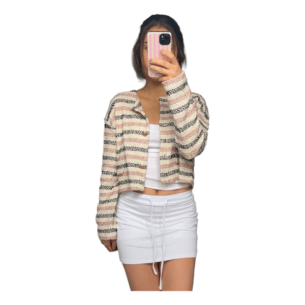Stribet tweed jakke
