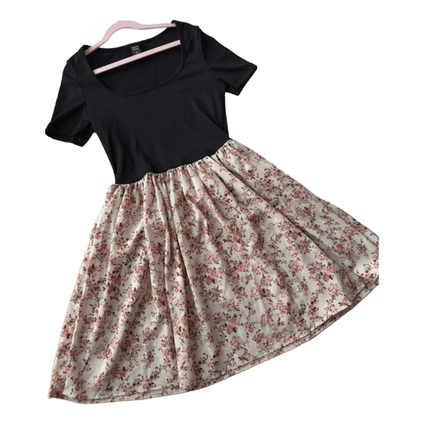 Black floral midi dress