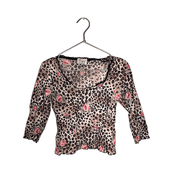 Leopard print floral blouse