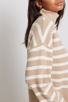 Striped knitted turtleneck sweater