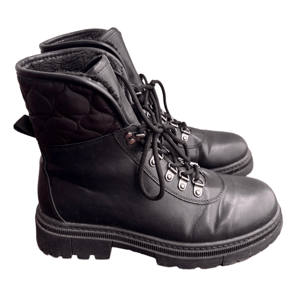 Black lace-up ankle boots