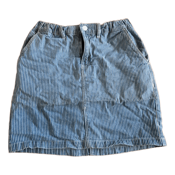 Blåstribet denimnederdel