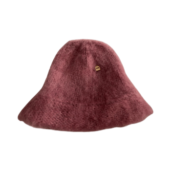 Pink fuzzy bucket hat