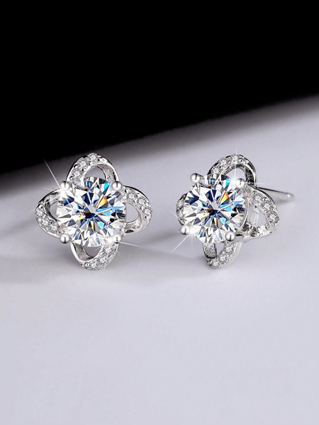 Moissanite four-leaf clover earrings