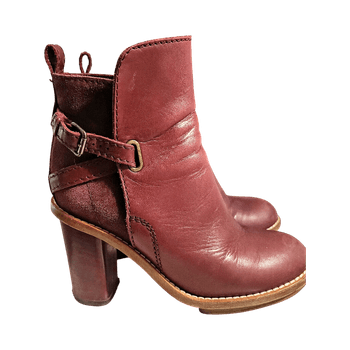 Burgundy leather ankle boots