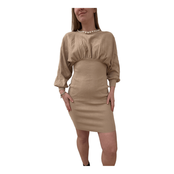 Light brown knit mini dress