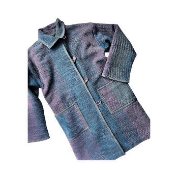 Violet and blue patterned coat xl