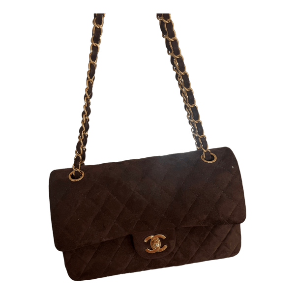 CHANEL Brown suede vintage Chanel classic flap bag