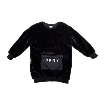 DKNY Black Faux Fur Jumper Dress