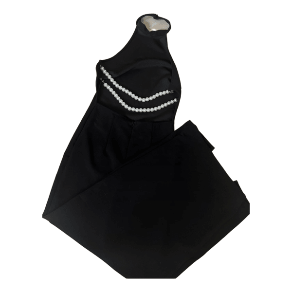 Black halter maxi dress