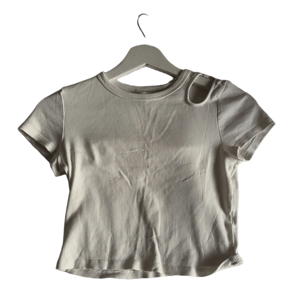 Hvid ribstrikket t-shirt