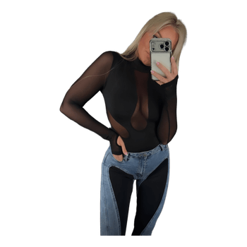 Black mesh bodysuit