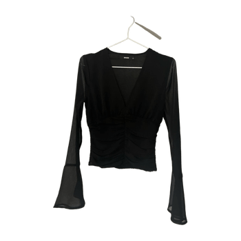 Black top with mesh sleeves
