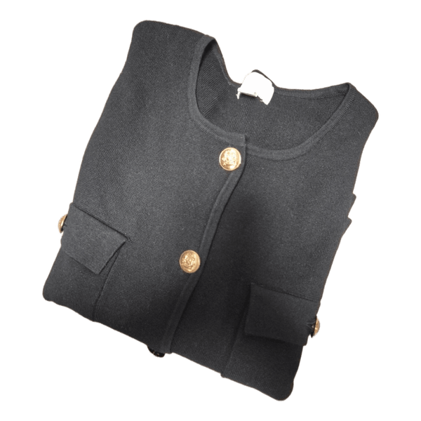 Sort cardigan med guldknapper