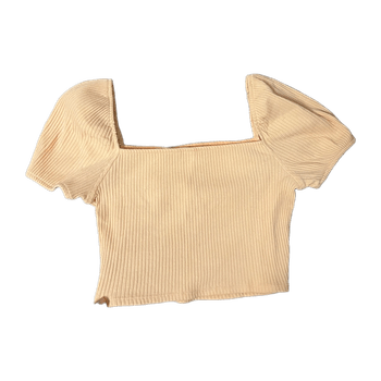Kaunis persikan värinen ribbed crop top 