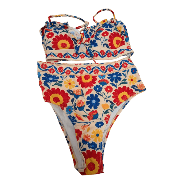 Floral high waisted bikini set